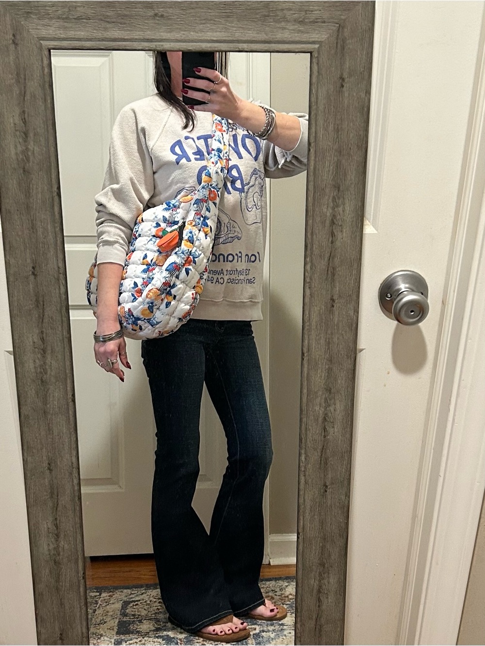 NWOT FP Movement Printed Quilted Carryall Bag in Tangerine Dream w/ Bag Charm - Picture 7 of 16